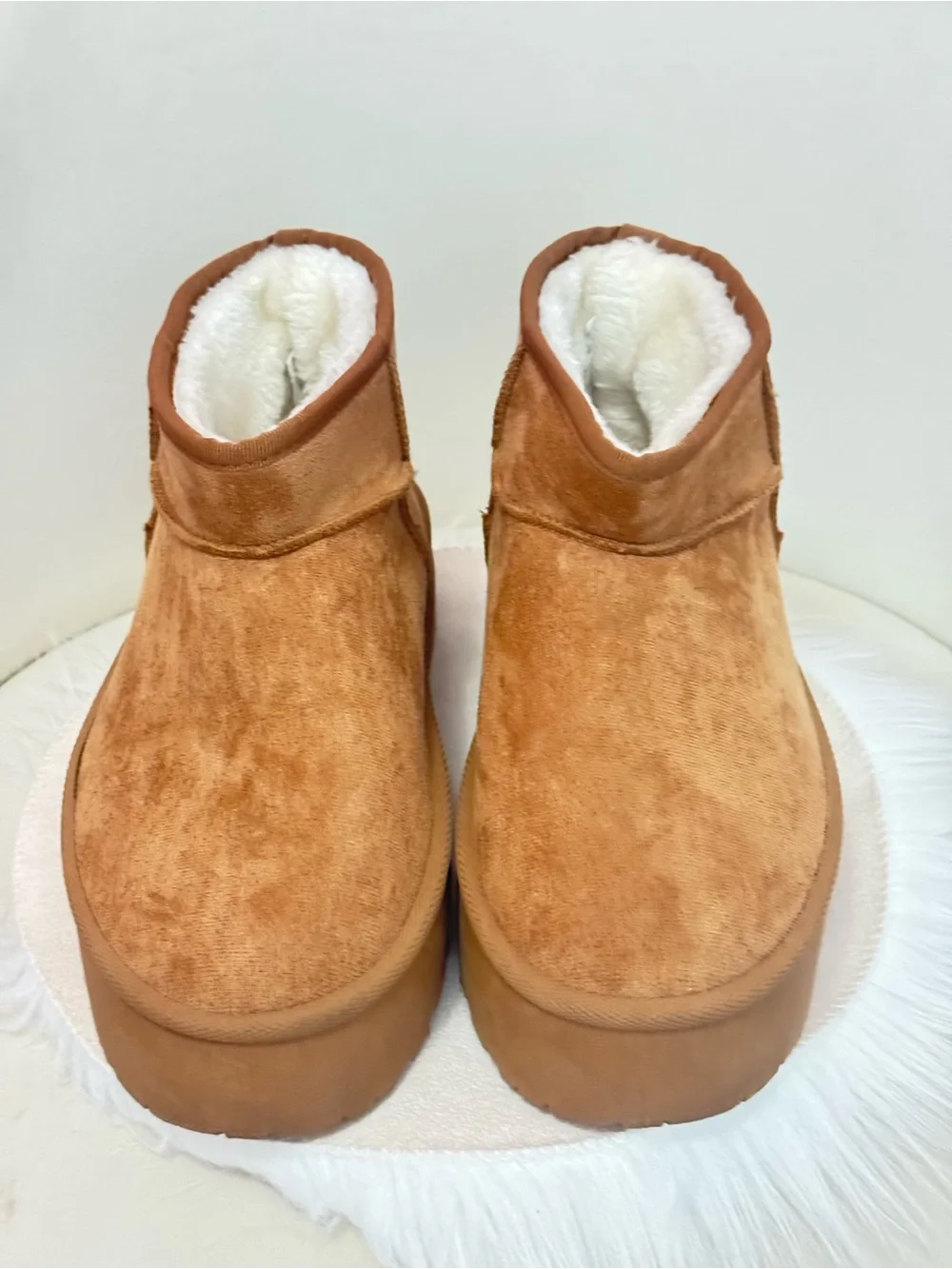 Women's Cozy Platform Ankle Boots in Chestnut Tan